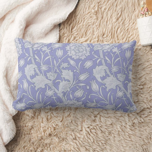 William Morris - Wild Tulips Purple Floral Pattern Lumbar Cushion (Blanket)