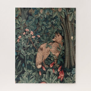 William Morris Wildlife Fox Greenery Art Print Jigsaw Puzzle