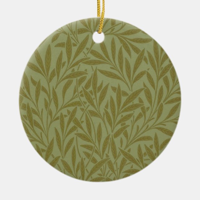 William Morris Willow Antique Green Leaf Vine Art Ceramic Ornament (Front)
