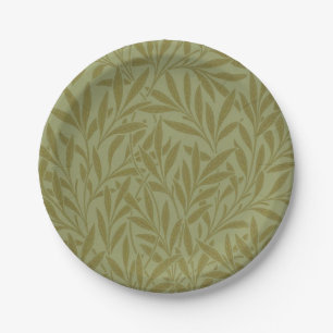 William Morris Willow Antique Green Leaf Vine Art Paper Plate