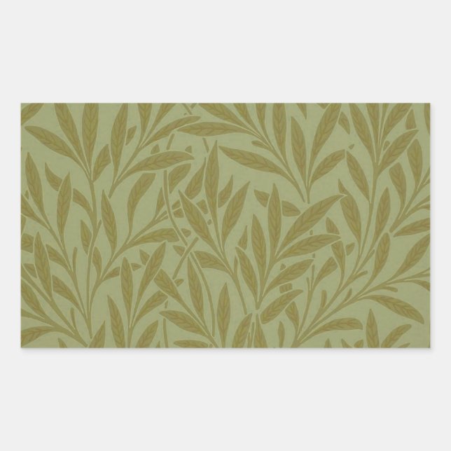 William Morris Willow Antique Green Leaf Vine Art Rectangular Sticker (Front)