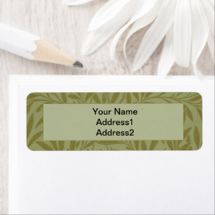 William Morris Willow Antique Green Leaf Vine Art Return Address Label