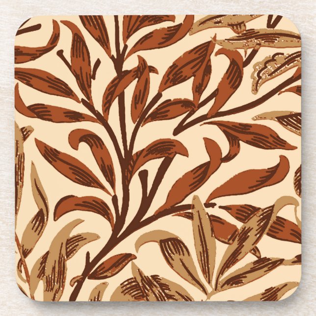 William Morris Willow Bough, Brown and Beige Coaster (Front)
