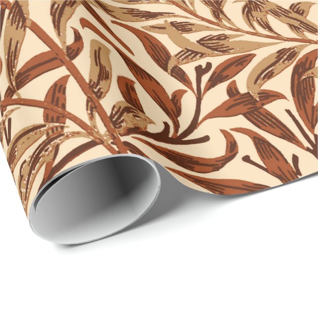 William Morris Willow Bough, Brown and Beige Wrapping Paper (Roll Corner)
