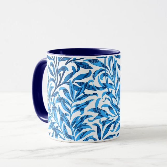 William Morris Willow Bough, Cobalt Blue & White Mug (Front Left)
