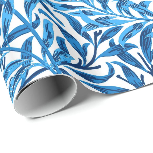 William Morris Willow Bough, Cobalt Blue & White Wrapping Paper (Roll Corner)