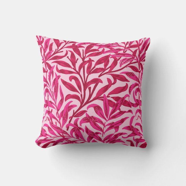 William Morris Willow Bough, Fuchsia Pink Cushion (Front)