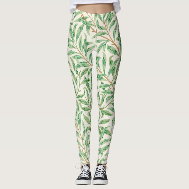 William Morris Willow Bough. Vintage greenery Leggings (Front)