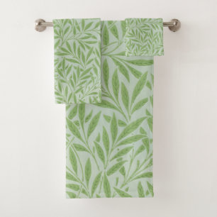 William Morris Willow Flower Classic Green Bath Towel Set