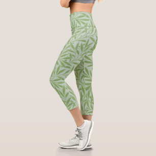 William Morris Willow Flower Classic Green Capri Leggings