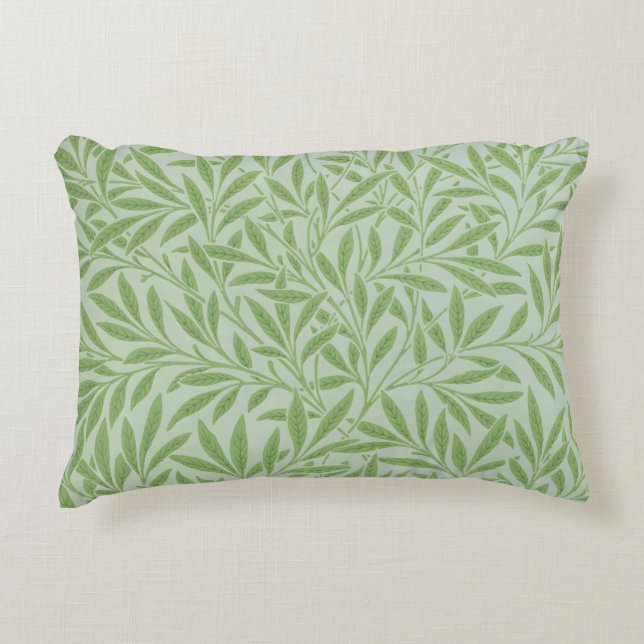 William Morris Willow Flower Classic Green Decorative Cushion (Front)