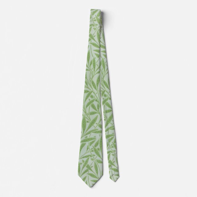 William Morris Willow Flower Classic Green Tie (Front)