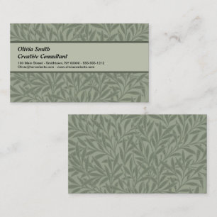 William Morris Willow Pattern Antique Sage Green Business Card