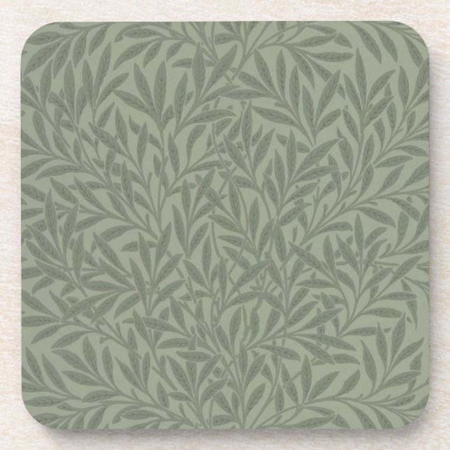 William Morris Willow Pattern Antique Sage Green Coaster (Front)