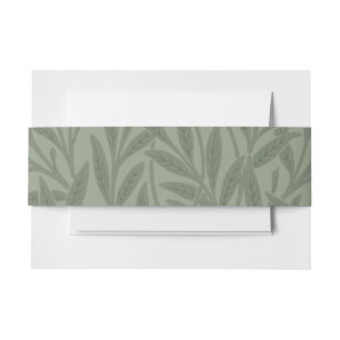 William Morris Willow Pattern Antique Sage Green Invitation Belly Band