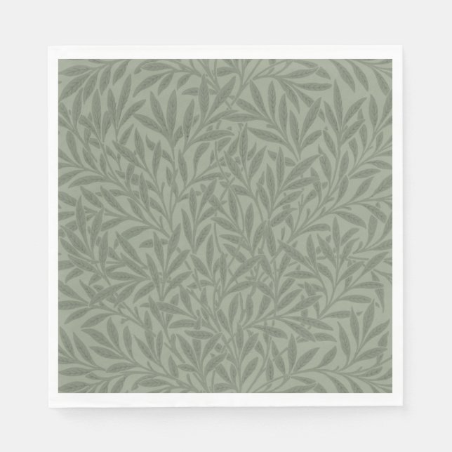 William Morris Willow Pattern Antique Sage Green Napkin (Front)