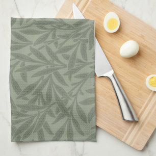 William Morris Willow Pattern Antique Sage Green Tea Towel