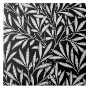 William Morris Willow Pattern, Black and White Ceramic Tile