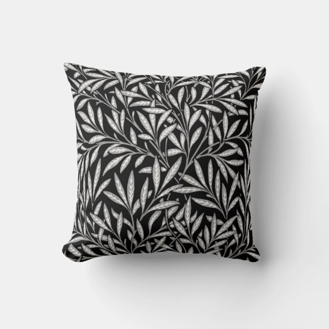 William Morris Willow Pattern, Black and White Cushion (Front)