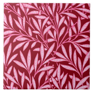 William Morris Willow Pattern, Burgundy & Pink Ceramic Tile