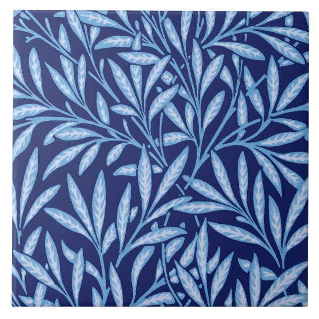 William Morris Willow Pattern, Cobalt Blue Ceramic Tile (Front)