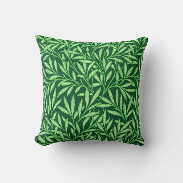 William Morris Willow Pattern, Emerald Green Cushion (Front)