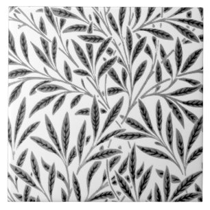 William Morris Willow Pattern, Grey / Grey & White Ceramic Tile