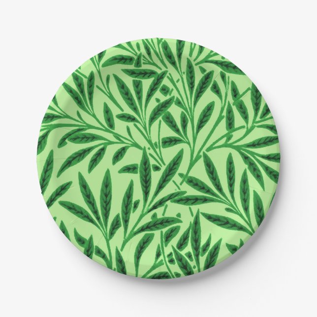 William Morris Willow Pattern, Light Jade Green Paper Plate (Front)