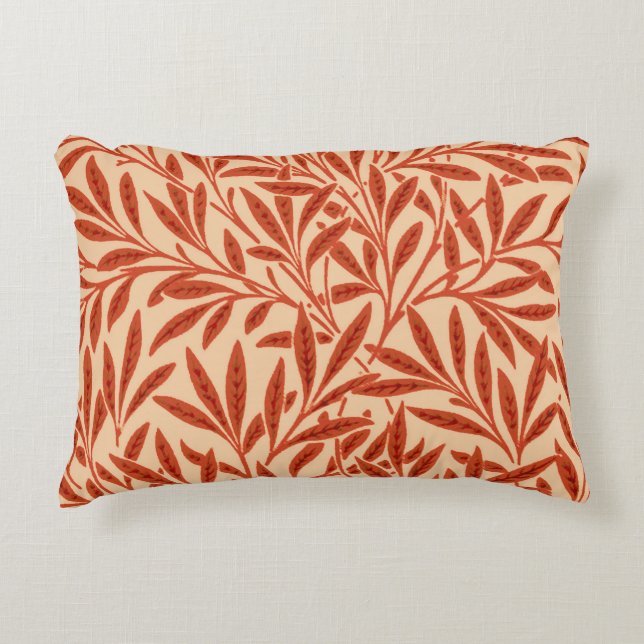 William Morris Willow Pattern, Mandarin Orange Decorative Cushion (Front)