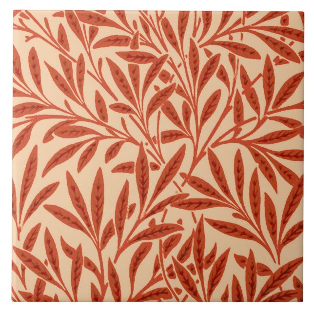 William Morris Willow Pattern, Mandarin Orange Tile (Front)