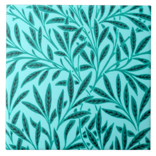William Morris Willow Pattern, Turquoise & Aqua Ceramic Tile