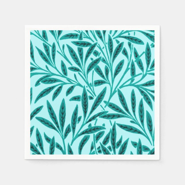 William Morris Willow Pattern, Turquoise & Aqua Napkin (Front)