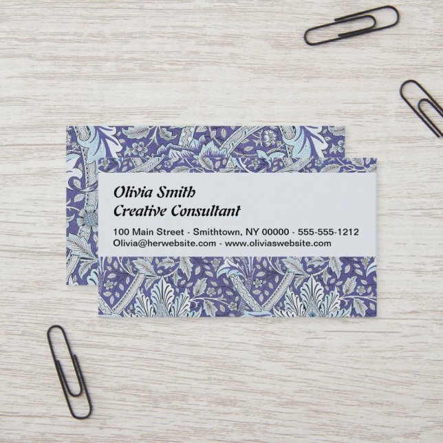 William Morris Windrush blue floral flowers Business Card (Front/Back In Situ)