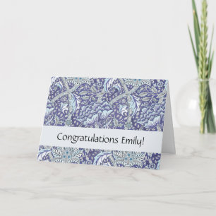 William Morris Windrush blue floral flowers Card