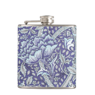 William Morris Windrush blue floral flowers Hip Flask