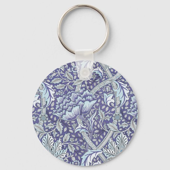 William Morris Windrush blue floral flowers Key Ring (Front)