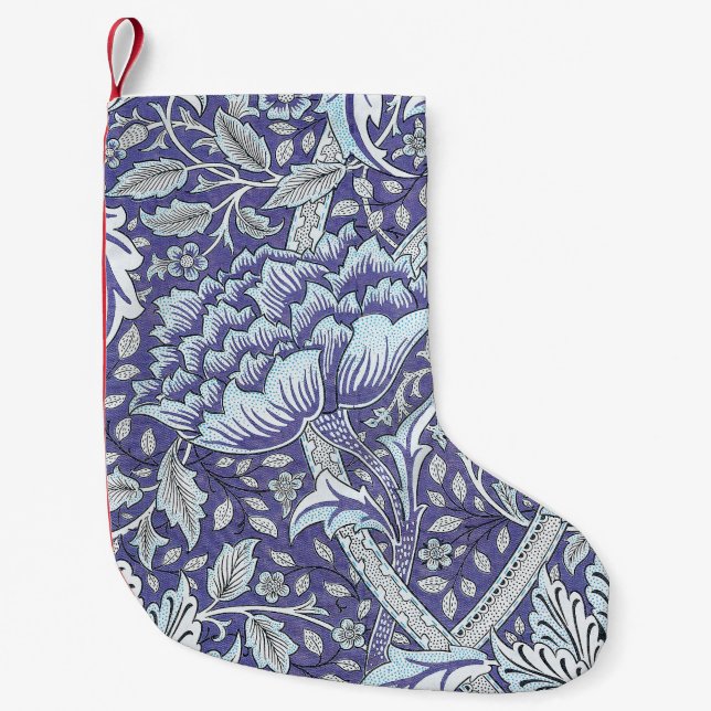 William Morris Windrush blue floral flowers Small Christmas Stocking (Front)