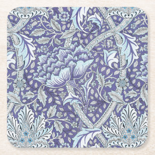 William Morris Windrush blue floral flowers Square Paper Coaster