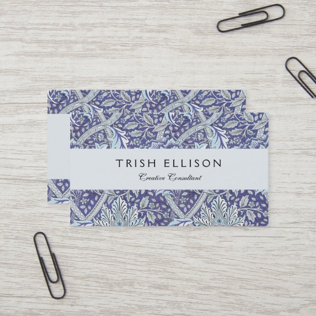 William Morris Windrush Blue Pattern Floral Business Card (Front/Back In Situ)