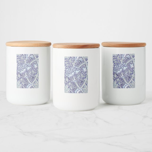 William Morris Windrush Blue Pattern Floral Food Label (Bottles)