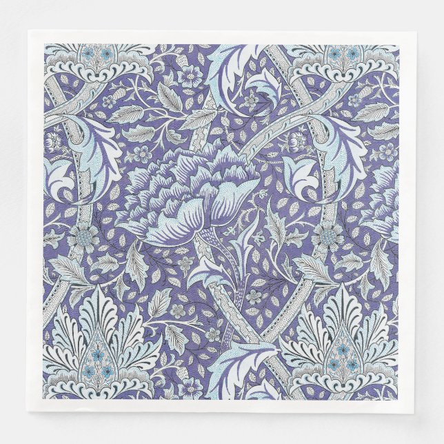 William Morris Windrush Blue Pattern Floral Napkin (Front)