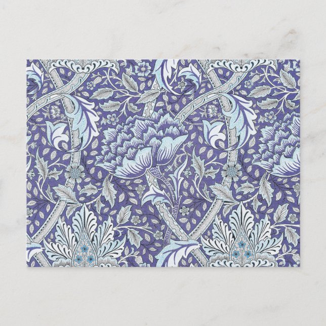 William Morris Windrush Blue Pattern Floral Postcard (Front)