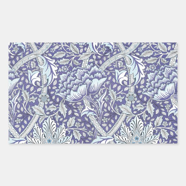 William Morris Windrush Blue Pattern Floral Rectangular Sticker (Front)