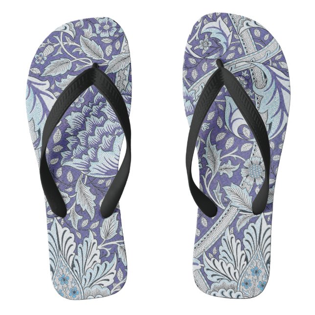 William Morris Windrush Blue Pattern Floral Thongs (Footbed)
