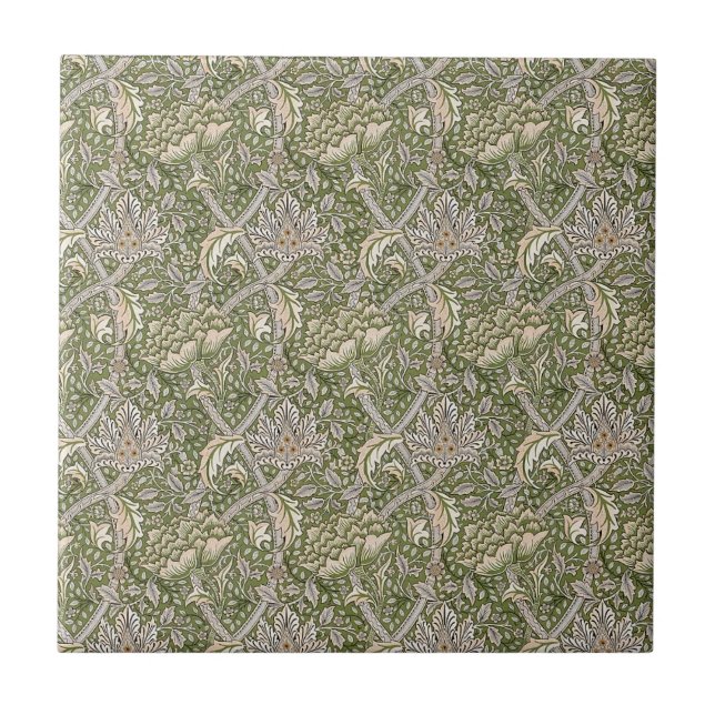 William * Morris Windrush Botantical Taupe Green | Ceramic Tile (Front)