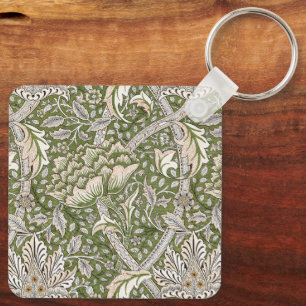 william morris windrush floral flowers classic key ring