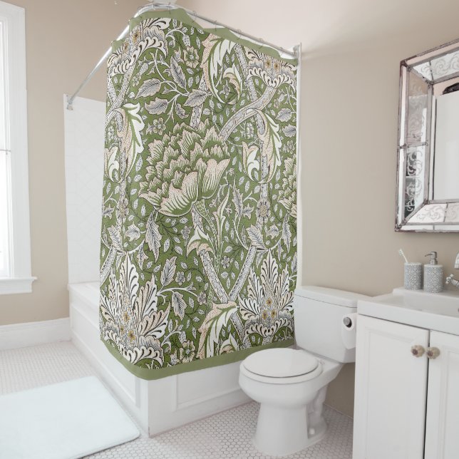 William Morris Windrush floral flowers classic Shower Curtain (In Situ)