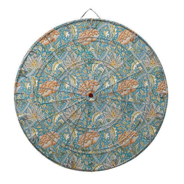 William Morris Windrush Floral Pattern Blue Dartboard (Front)