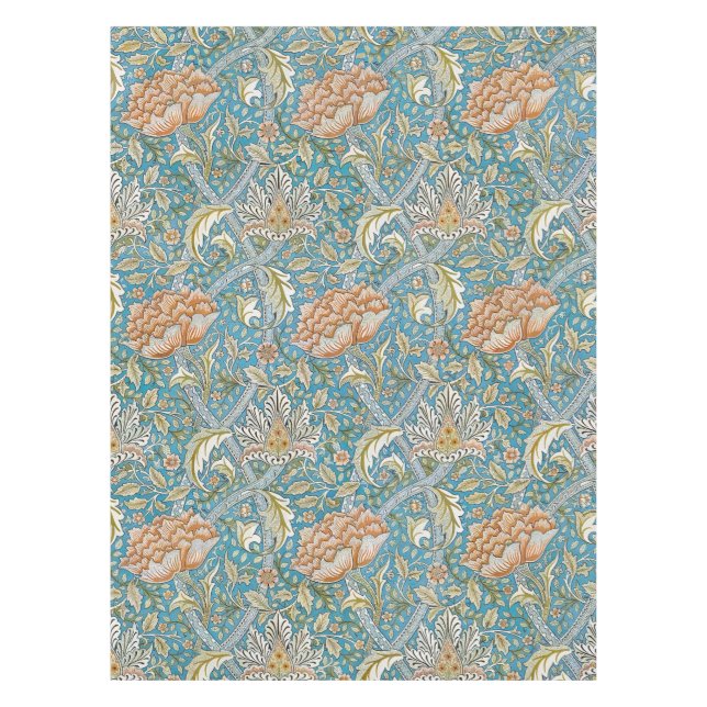 William Morris Windrush Floral Pattern Blue Tablecloth (Front)