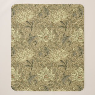William Morris Windrush Floral Pattern: Vintage Sherpa Blanket